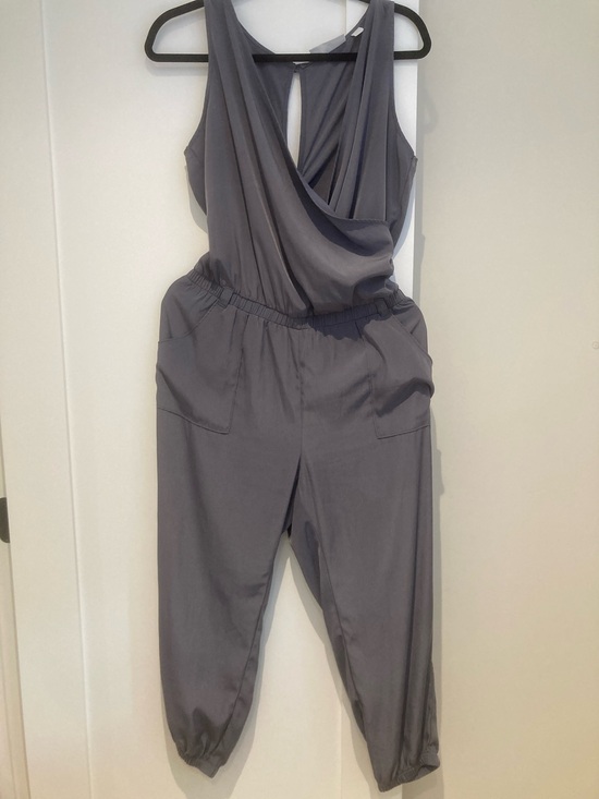 New York & Company Pants - New York & Company Gray Sleeveless Draped Jumpsuit